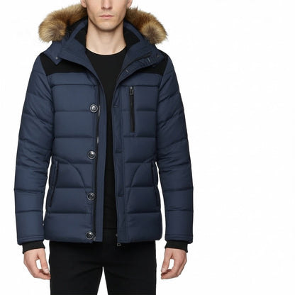 Men's Down Parka Wool Lined Warm Black - VibreMode