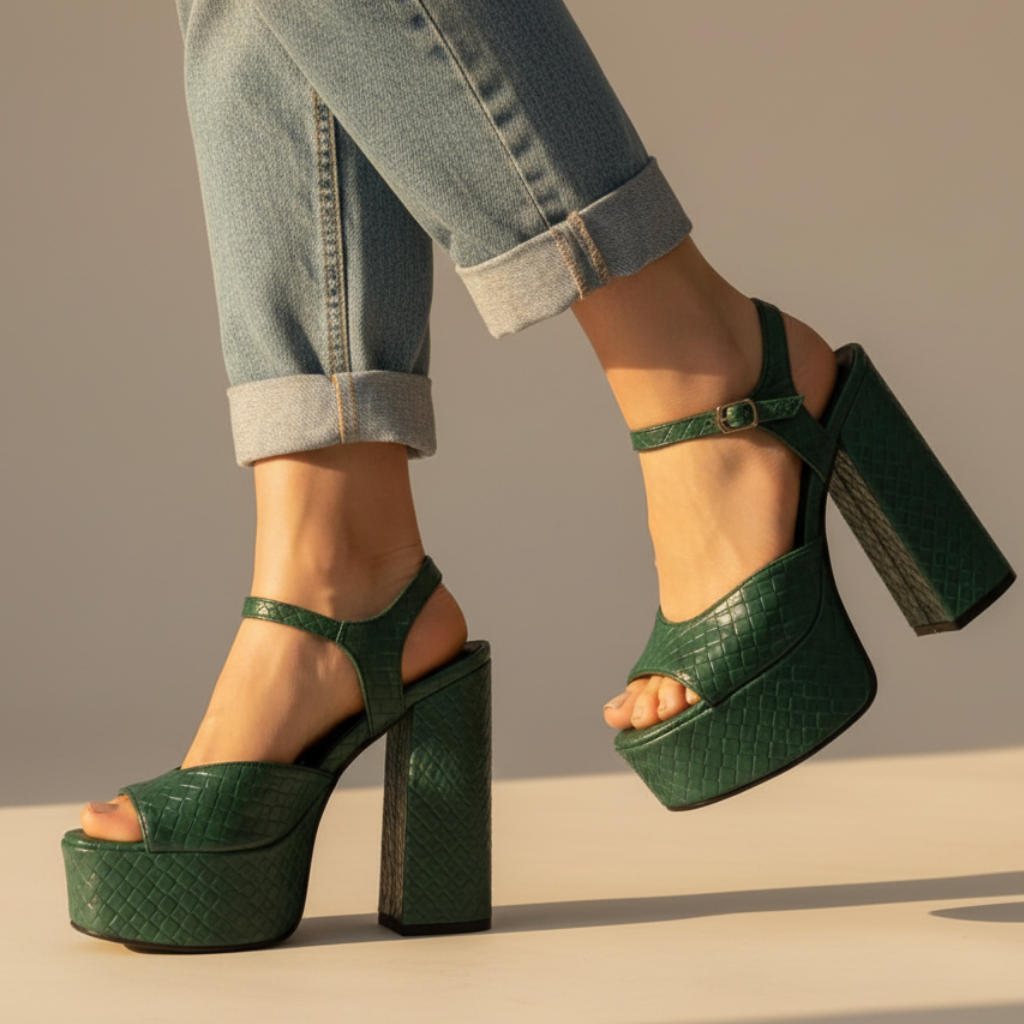 Women's Buckle Platform Heels