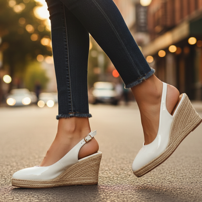 Women's Slingback Pointed Toe Wedge Shoes Buckle Strap