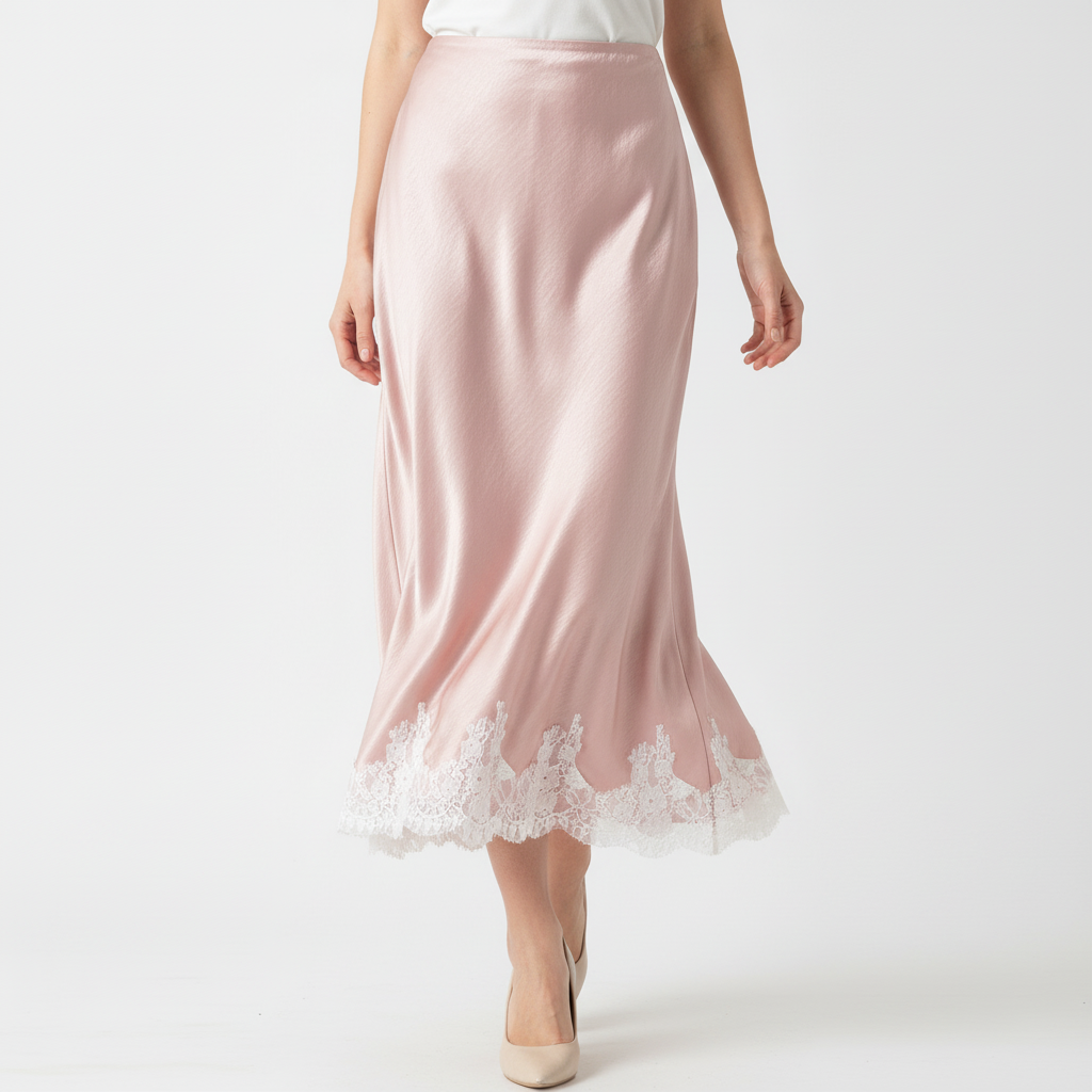 Women's Lace Satin Maxi Skirt