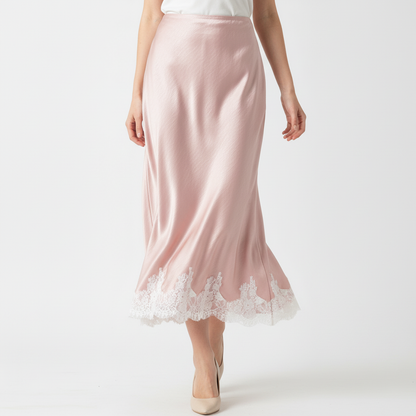 Women's Lace Satin Maxi Skirt