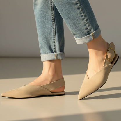 Women's Pointed Toe Slingback Flat Shoes - VibreMode