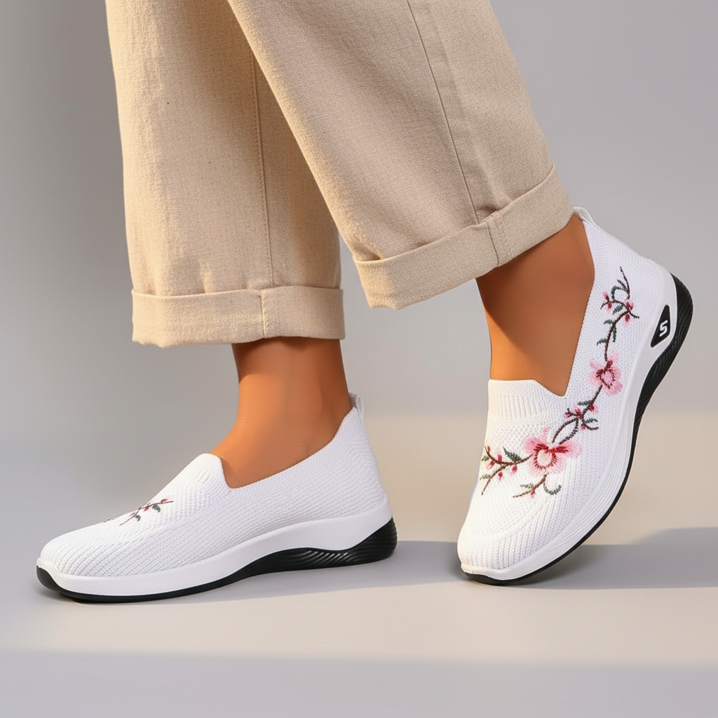 Women's Floral Slip-On Walking Shoes