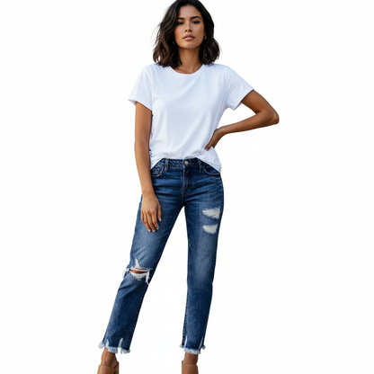 Women's Distressed Straight Leg Jeans