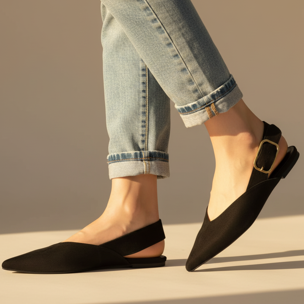Women's Pointed Toe Slingback Flat Shoes