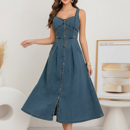 Women's Sleeveless Midi Jean Dress