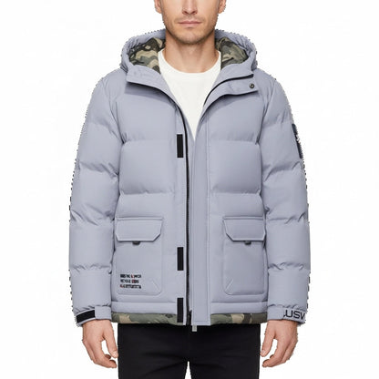 Men's Windproof Parka Jacket Waterproof Thick Hooded Multi-Pocket