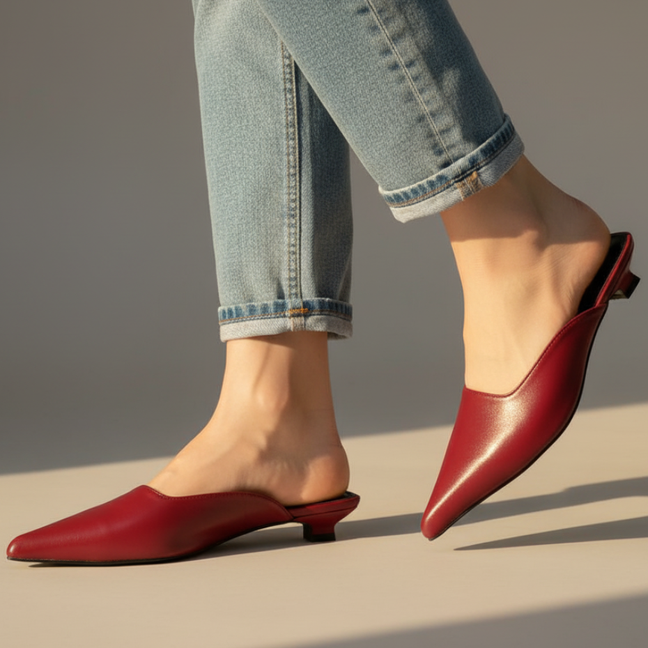 Women's Leather Pointed Toe Flats - VibreMode