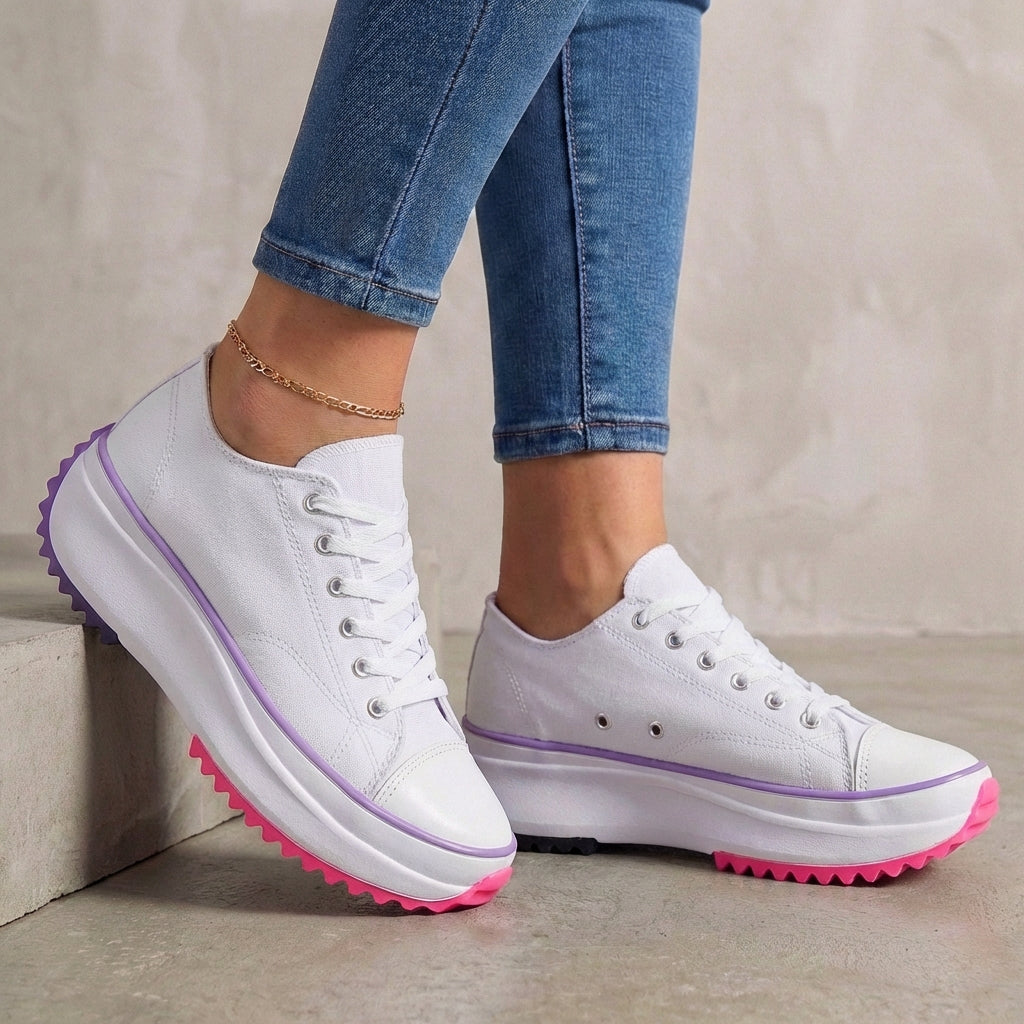 Orthopedic Platform Sneakers Canvas Contrast Toe Cap