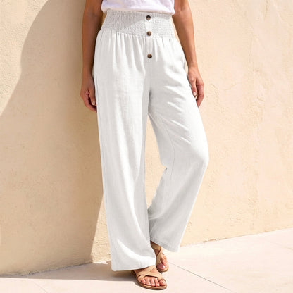 Women's Relaxed Wide Leg Pants Shirred Waistband