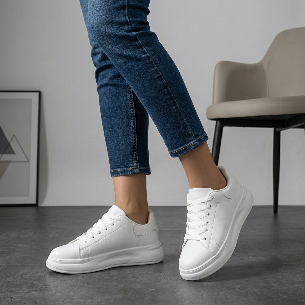 Women's Platform Sneakers Contrast Heel Tab - VibreMode
