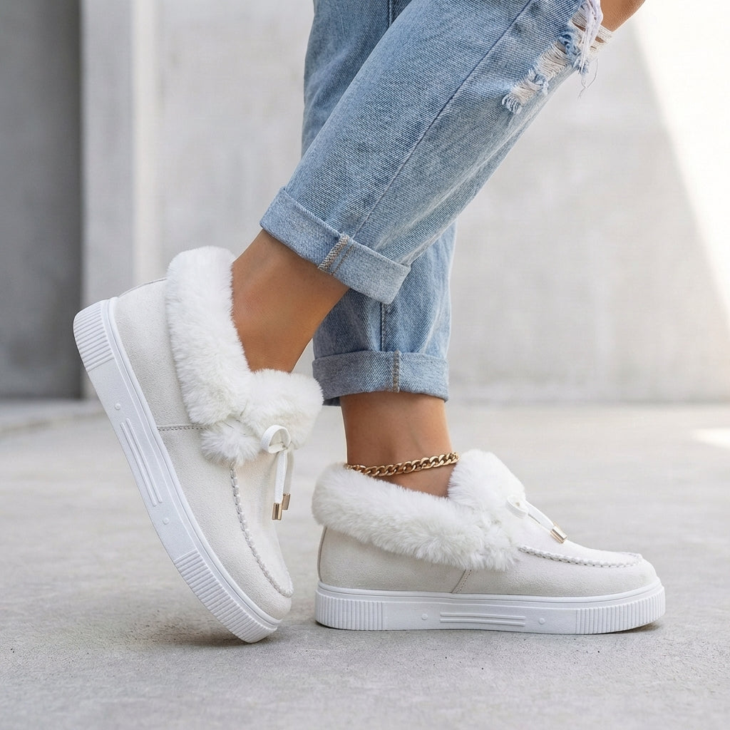 Women's Ankle Boots Faux Fur Moccasin Tan
