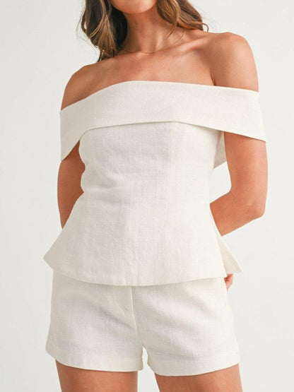 Women's Off Shoulder And Shorts Set - VibreMode