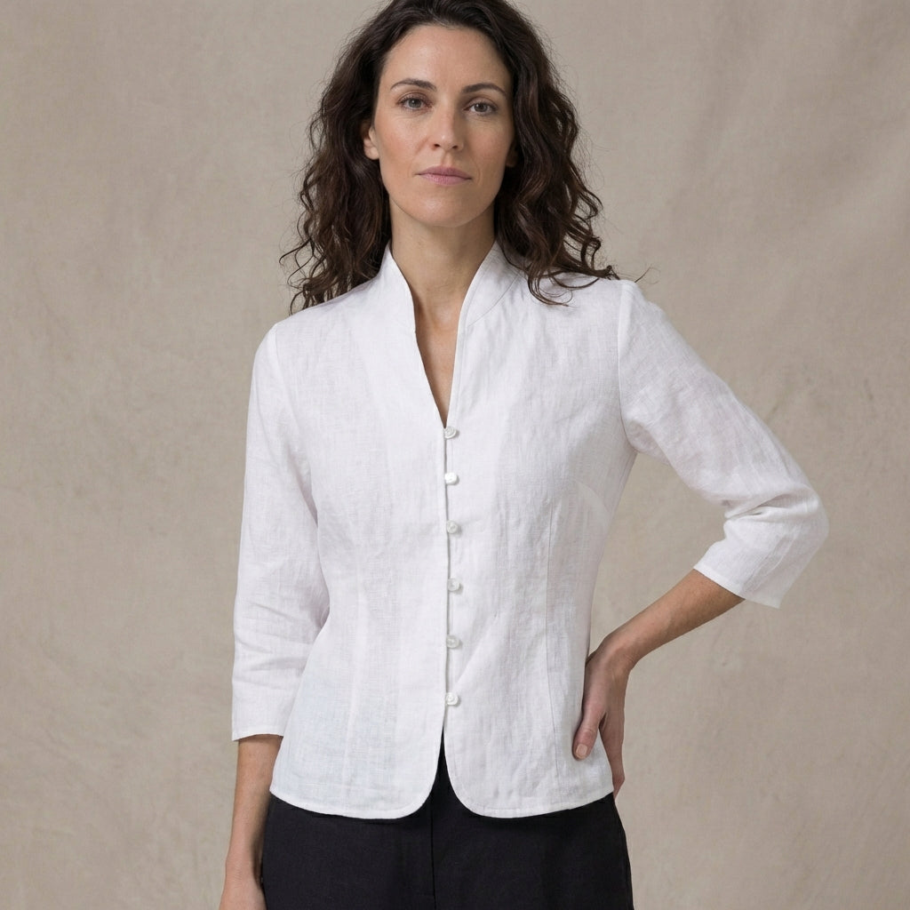 Women's Mandarin Collar Blouse Elegant Silk - VibreMode
