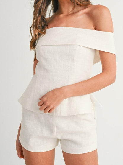 Women's Off Shoulder And Shorts Set