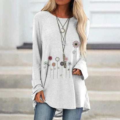 Women's Floral Embroidery Sweatshirt Soft Texture