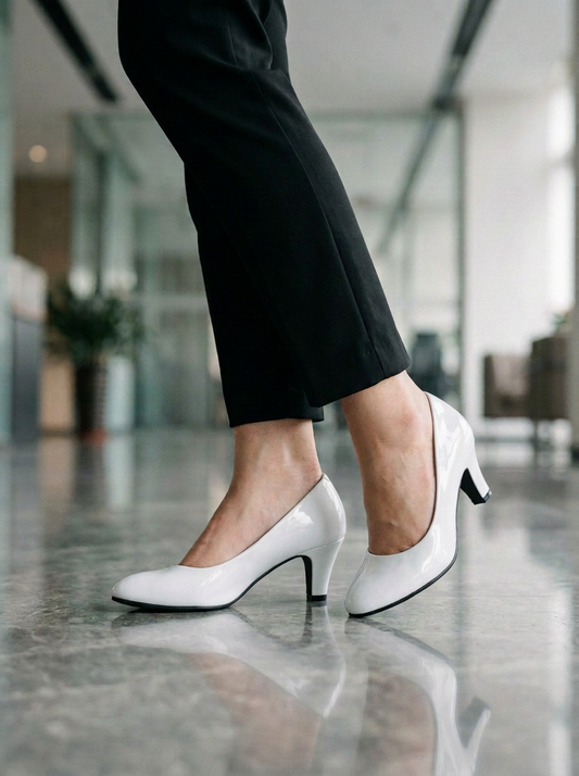 Women's Medium Heel Pumps Glossy Black - VibreMode
