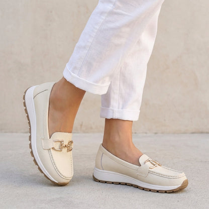 Men's Slip-On Loafers Leather Platform Brown