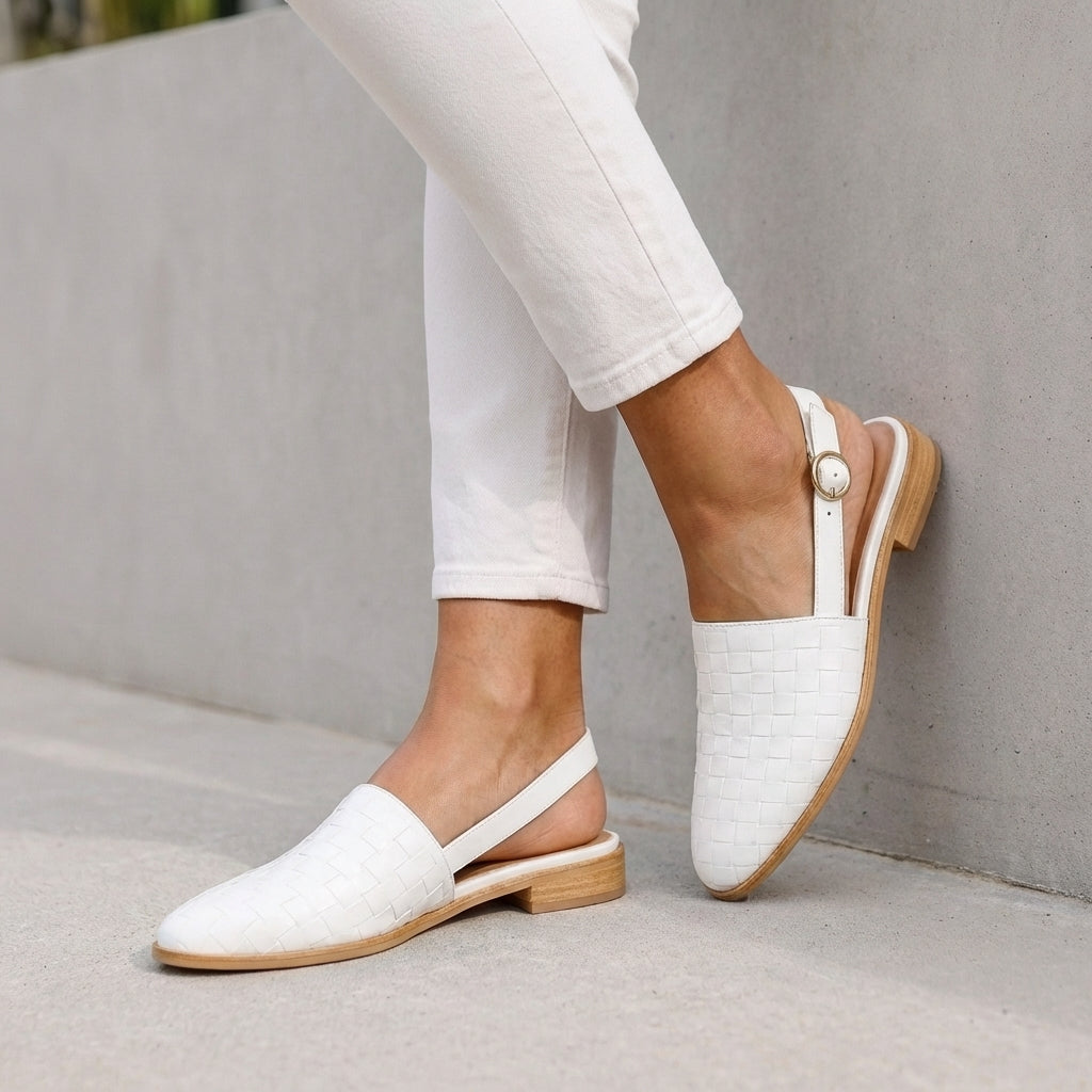 Women's Woven Slingback Flats Adjustable Ankle Strap