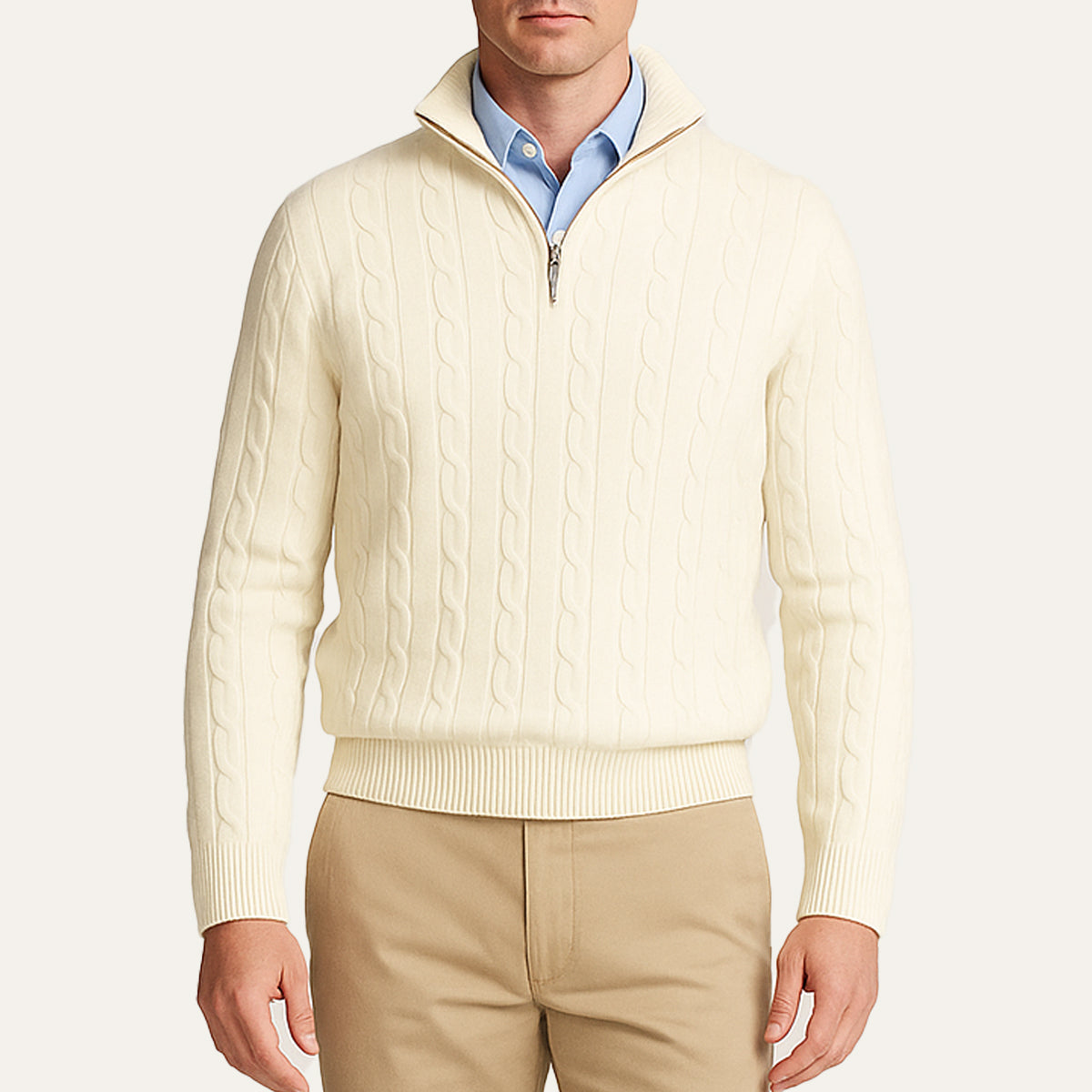 St. Moritz Men's Cable Knit Zip Sweater