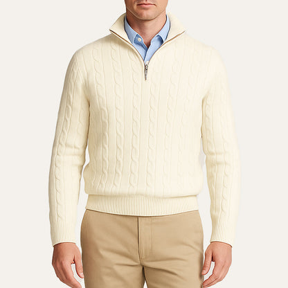St. Moritz Men's Cable Knit Zip Sweater
