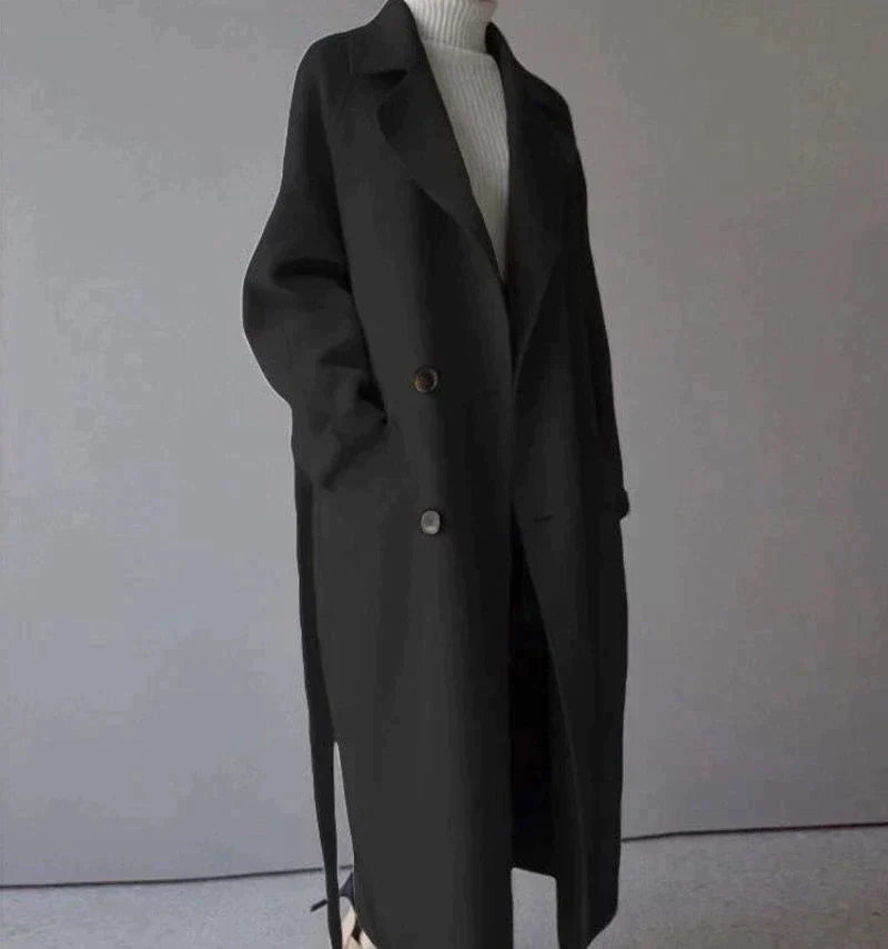 Women's Long Trench Coat Luxurious Fabric