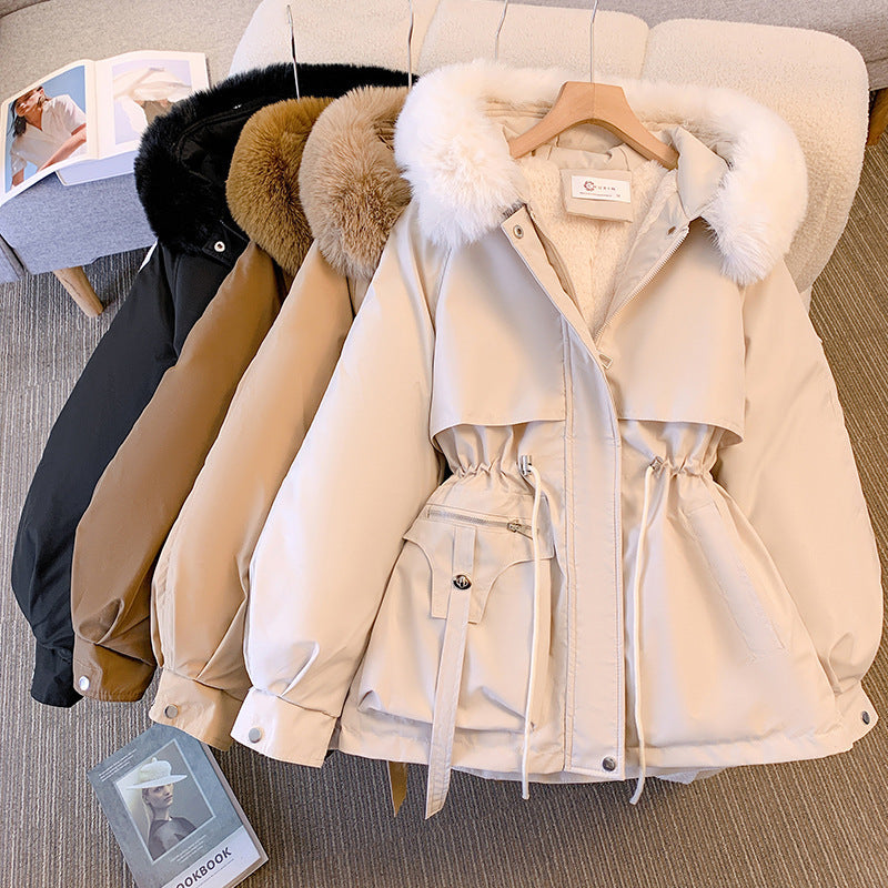 Women's Hooded Belted Short Coat - VibreMode