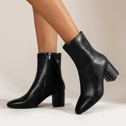 Women's Block Heel Ankle Boots Almond Toe Comfortable - VibreMode