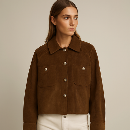 Women's Corduroy Cropped Jacket - VibreMode