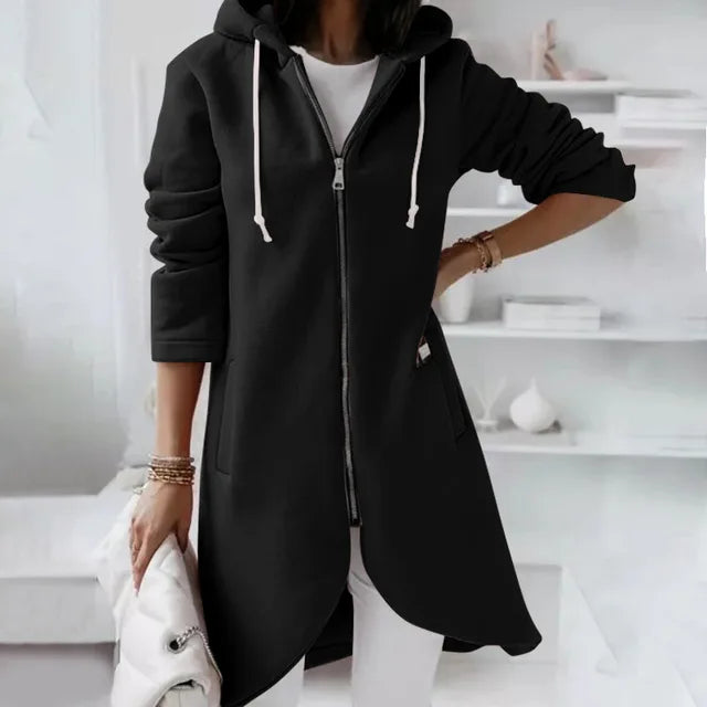 Women's Hooded Jacket Soft Fleece Black - VibreMode