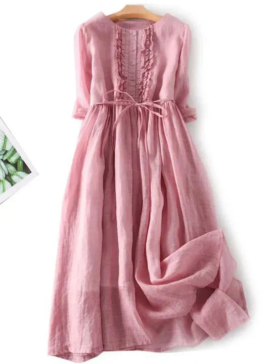 Women's Linen Dress Comfortable Natural Beige