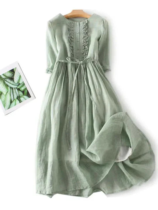 Women's Linen Dress Comfortable Natural Beige