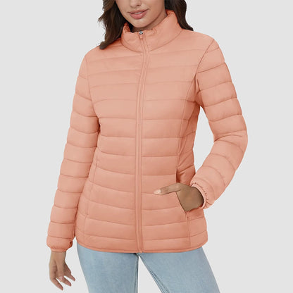 Women's Quilted Puffer Jacket Lightweight Full Zip Black