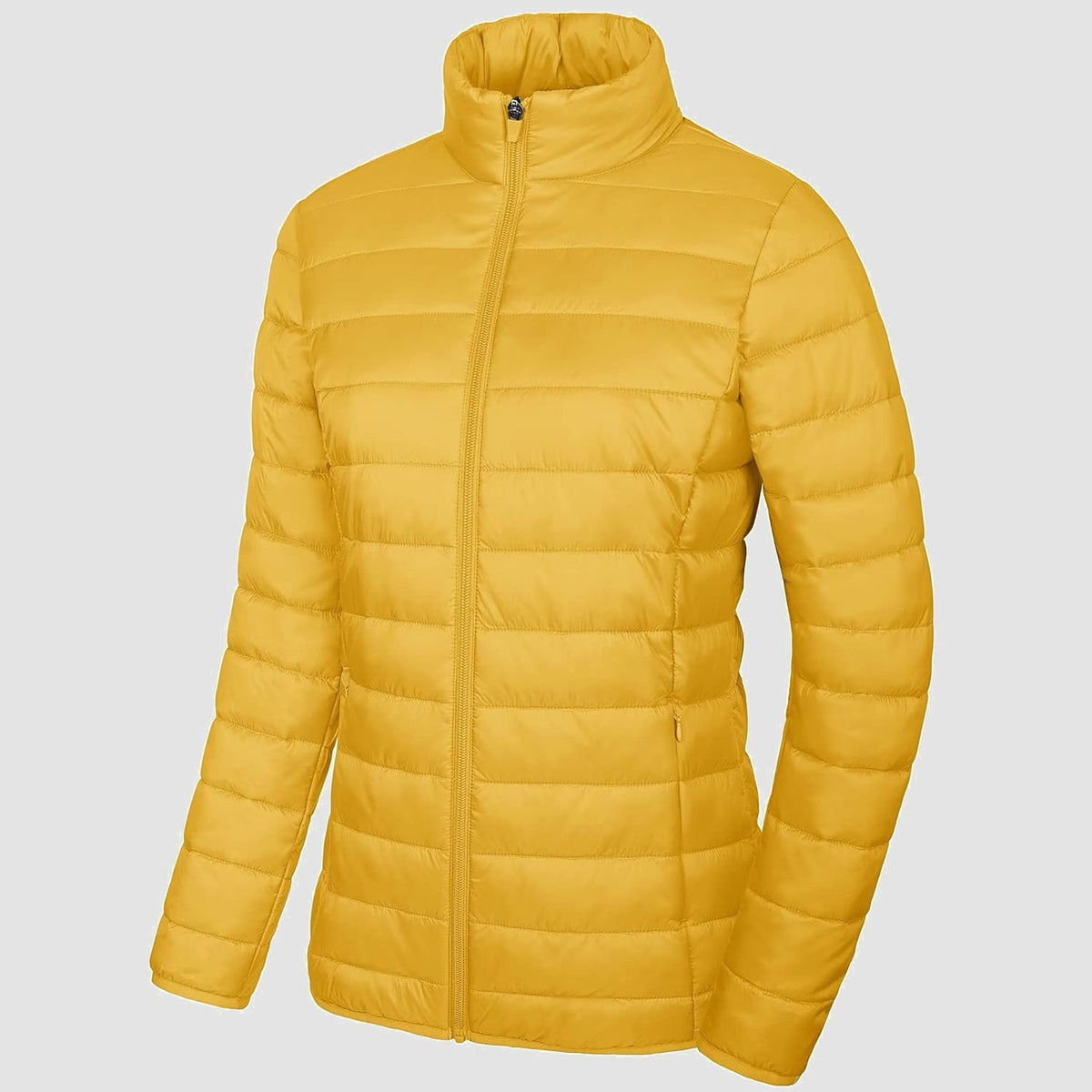 Women's Quilted Puffer Jacket Lightweight Full Zip Black