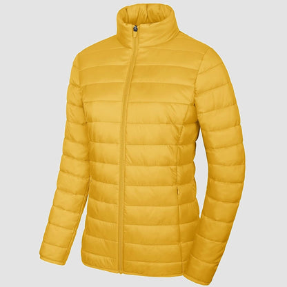 Women's Quilted Puffer Jacket Lightweight Full Zip Black