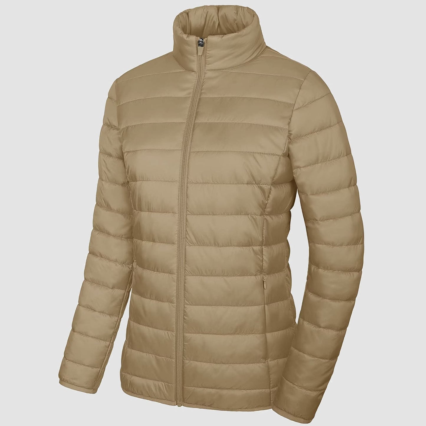Women's Quilted Puffer Jacket Lightweight Full Zip Black