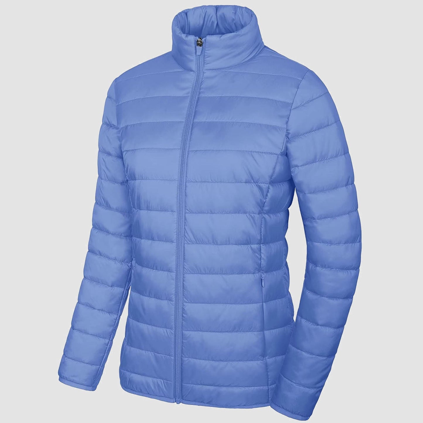 Women's Quilted Puffer Jacket Lightweight Full Zip Black