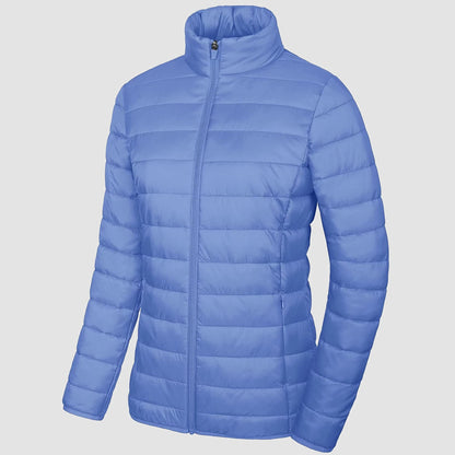 Women's Quilted Puffer Jacket Lightweight Full Zip Black
