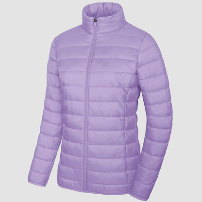 Women's Quilted Puffer Jacket Lightweight Full Zip Black