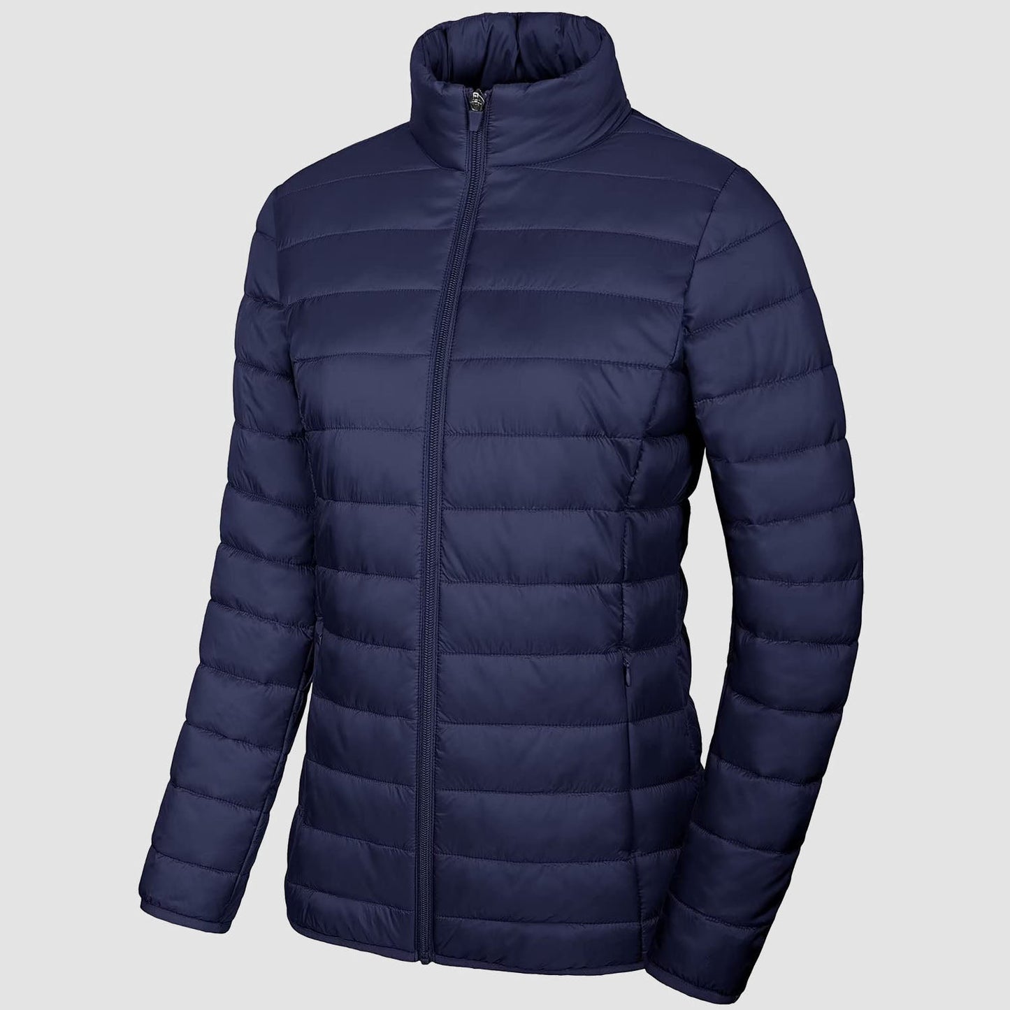 Women's Quilted Puffer Jacket Lightweight Full Zip Black