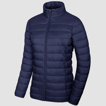 Women's Quilted Puffer Jacket Lightweight Full Zip Black