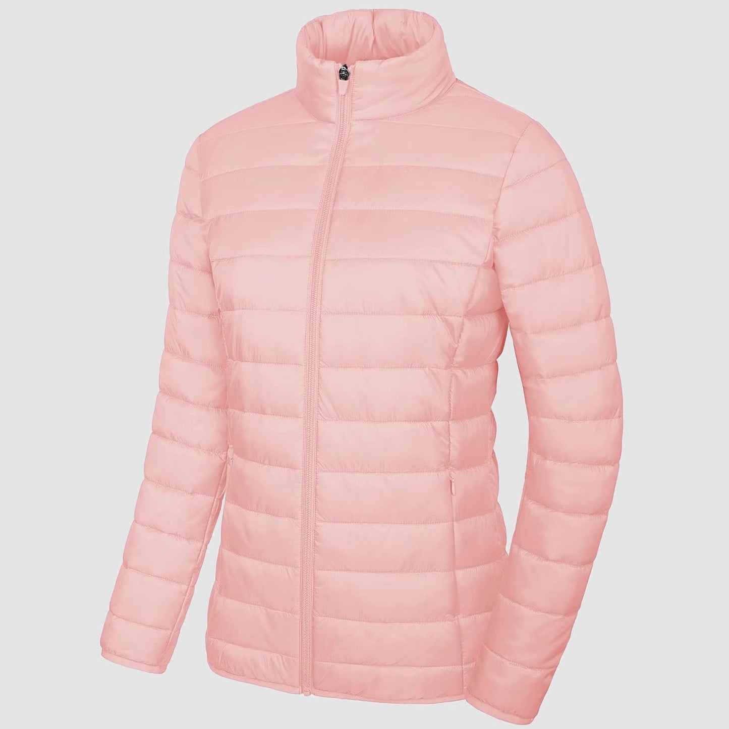 Women's Quilted Puffer Jacket Lightweight Full Zip Black