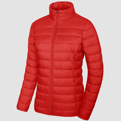 Women's Quilted Puffer Jacket Lightweight Full Zip Black