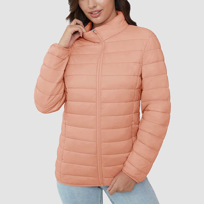 Women's Quilted Puffer Jacket Lightweight Full Zip Black