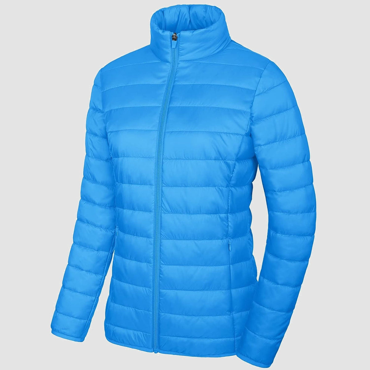 Women's Quilted Puffer Jacket Lightweight Full Zip Black