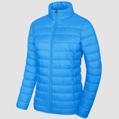 Women's Quilted Puffer Jacket Lightweight Full Zip Black