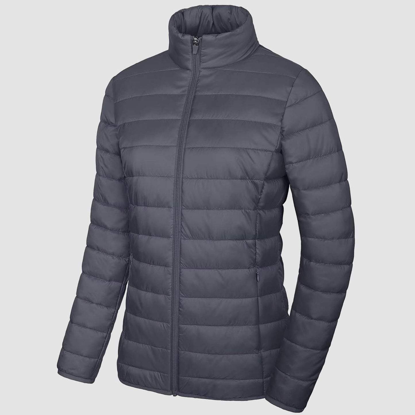 Women's Quilted Puffer Jacket Lightweight Full Zip Black