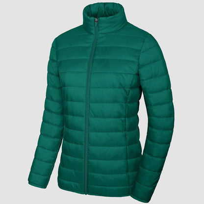 Women's Quilted Puffer Jacket Lightweight Full Zip Black