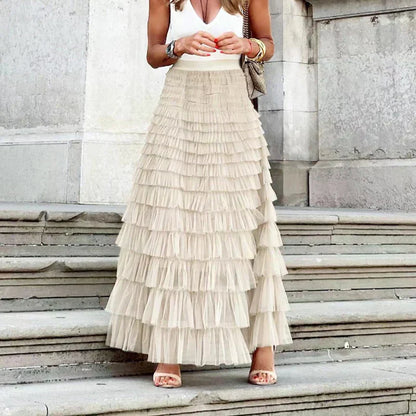 Women's Elegant Tulle Midi Skirt