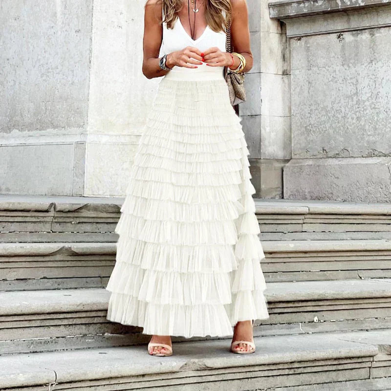Women's Elegant Tulle Midi Skirt